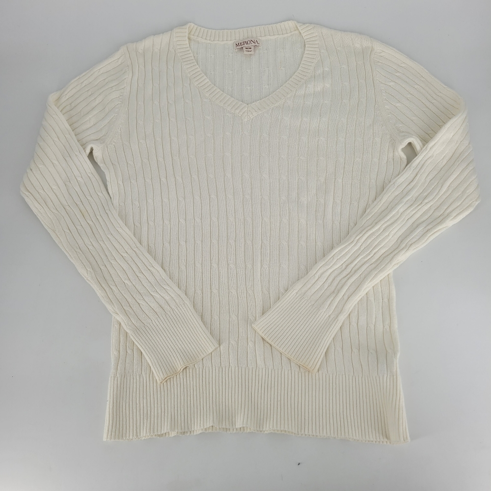 READ Merona Women's White Sweater Size M